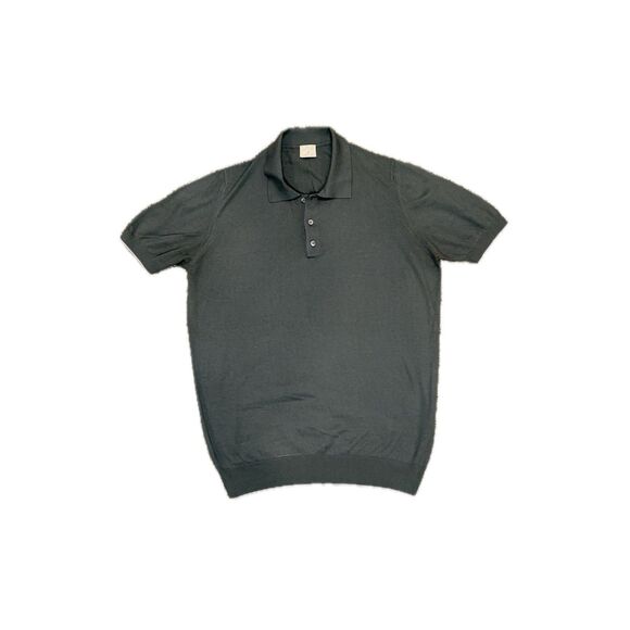 Gatsby Sweater Mens M Gray Silk Cotton Polo Shirt Style Short Sleeve Italian - Picture 1 of 11